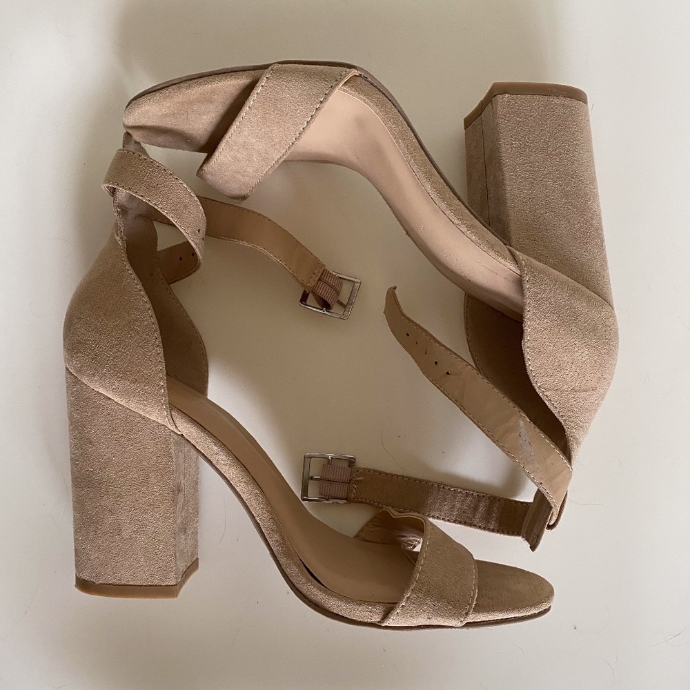 Suede Nude Block Heel
